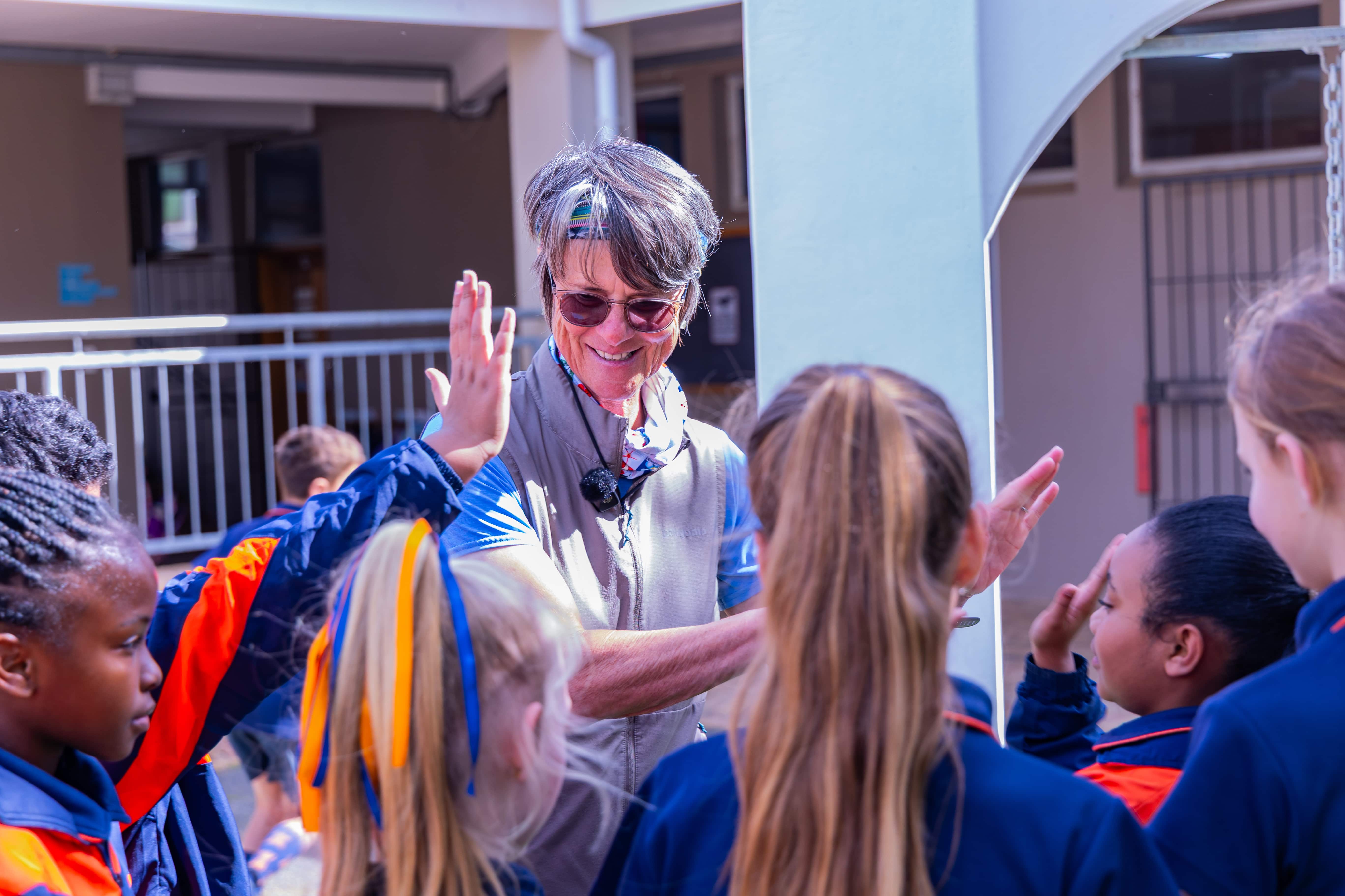 Ansu Human engaging with children during an Out of the Blocks activity